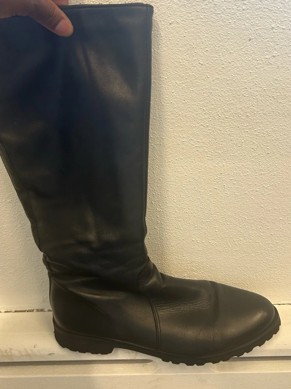 Black Leather Lined Women's Tall Boots - Classic Winter Style